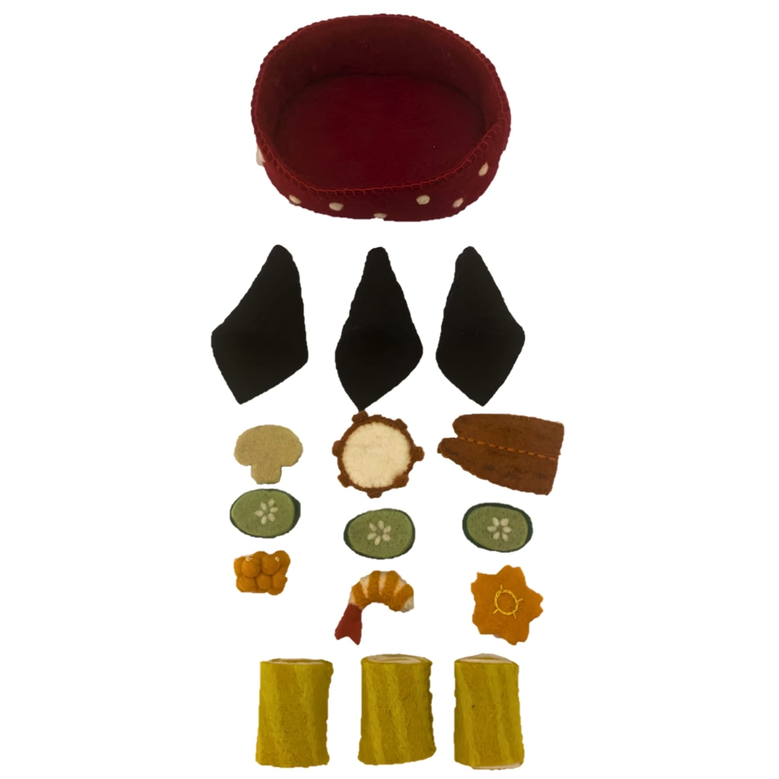 Filz Frühlingsrolle und Sushi-Hörnchen, 16-teilig